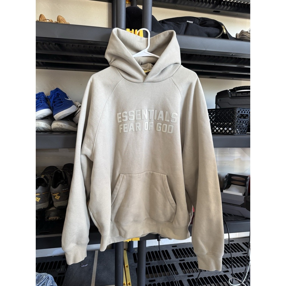 Fear of God Essentials Hoodie Mens Large Gray Oversized Pullover Sweatshirt